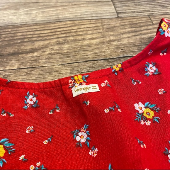 Billabong x Wrangler Falling for You Floral V-Neck Red Long Sleeve Mini Dress - Picture 14 of 16